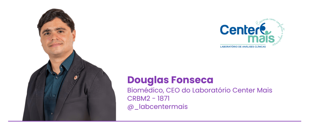 Douglas Fonseca, biomédico, ilustra a importância de exames como o hemograma para a detecção da leucemia.